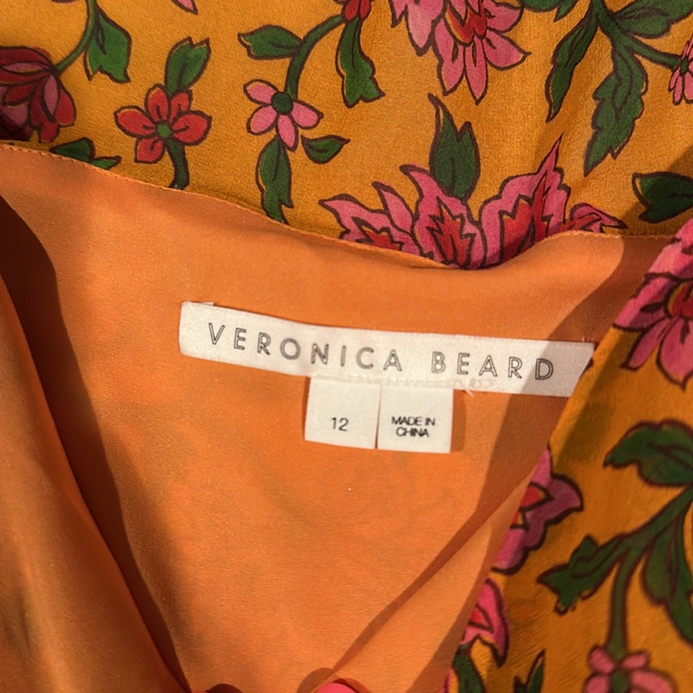 VERONICA BEARD Randa Top Orange Multi Floral Sz 12 NEW $378 - Picture 10 of 14